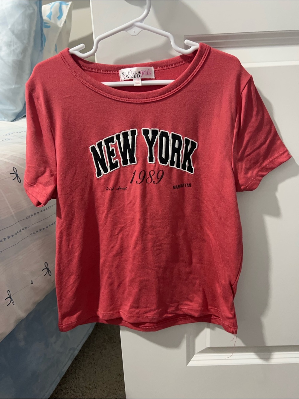 Stella Tweed Girls Coral-Red Graphic Tee